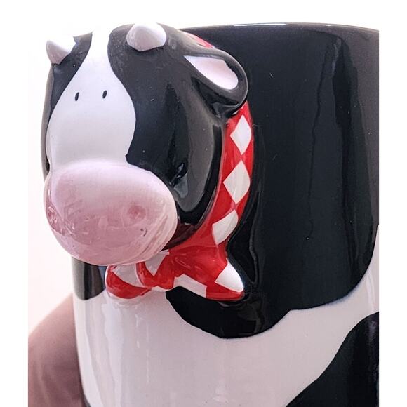 MUG-RUSS-Black & White Cow-3-D Design-Whimsical-Farm Animal-Holds 12 oz - Picture 8 of 14